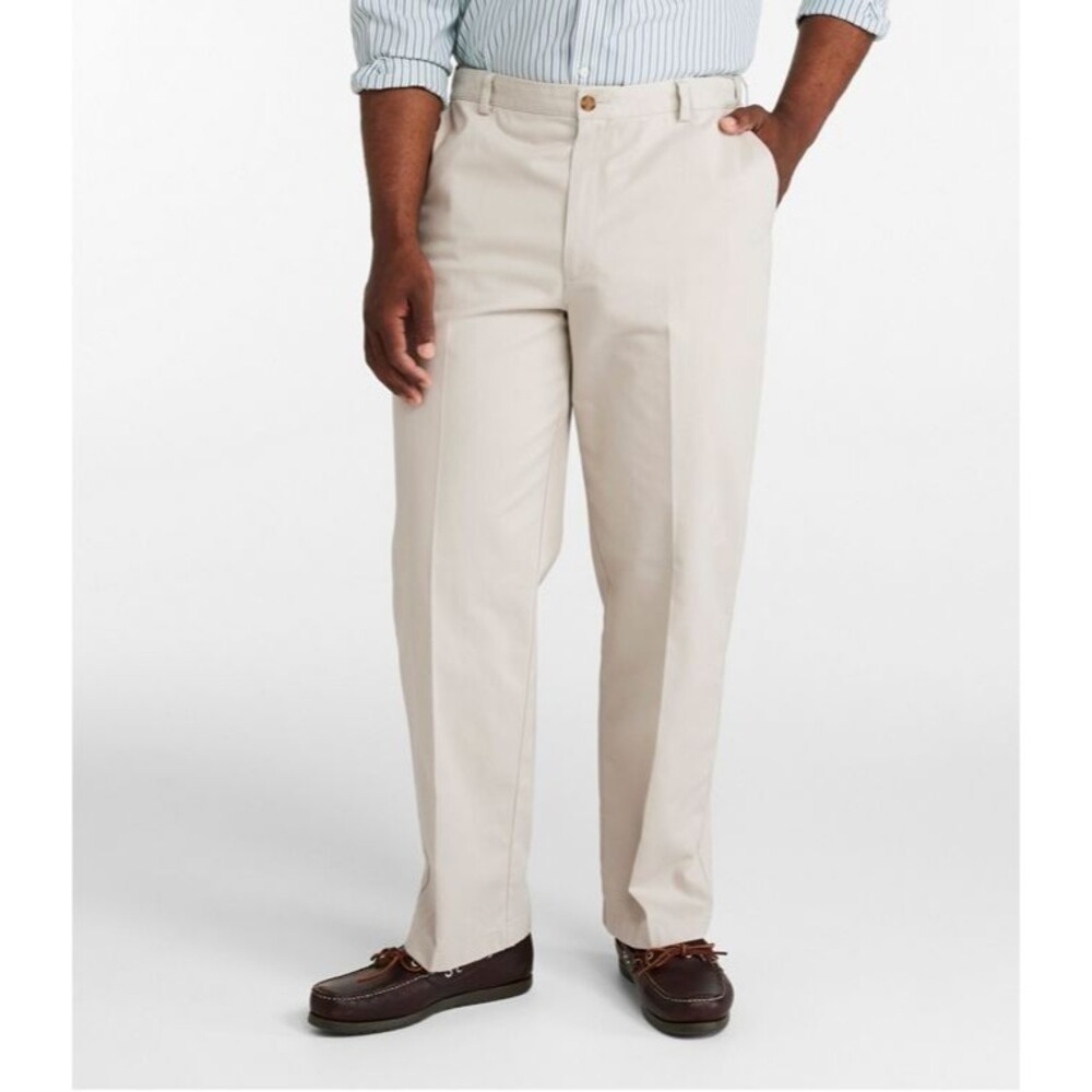LL BEAN Wrinkle Free Double L Chino Pants Mens 40x32 Khaki Comfort Waist NEW